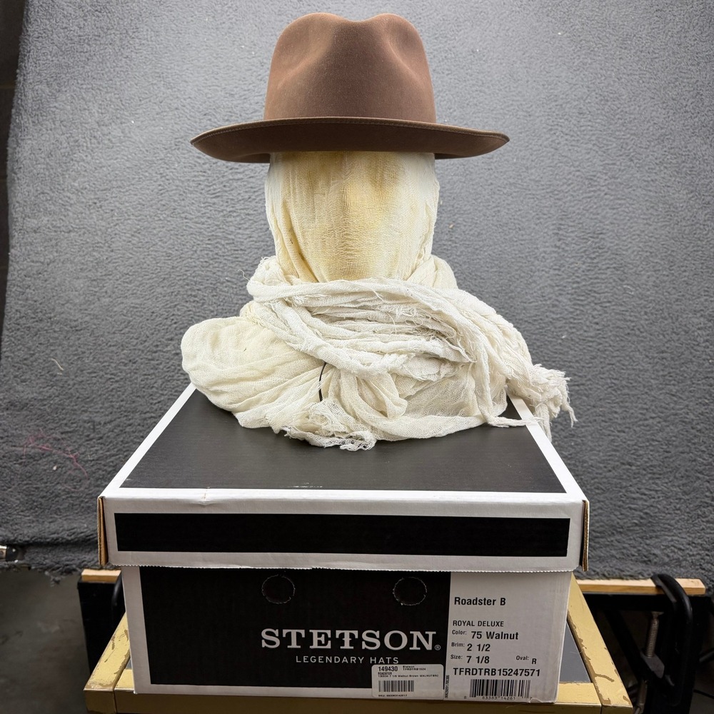 Stetson Roadster B Royal Deluxe Walnut Brown Fur Felt Fedora Hat 7 1/8 TFRDTRB